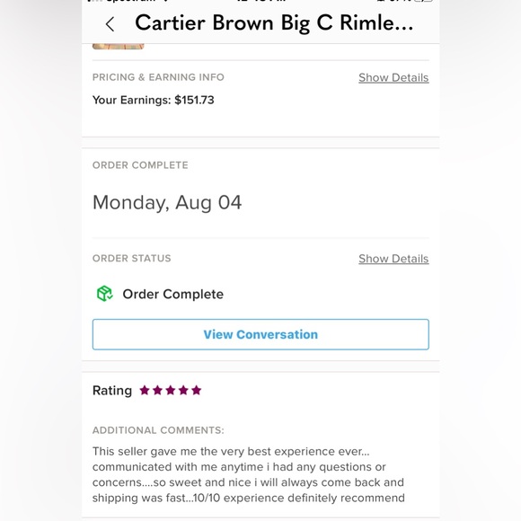 Cartier Big C Rimless Unisex Sunglasses - Picture 8 of 9